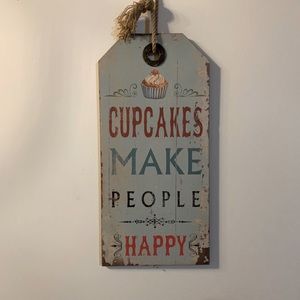 Wooden cupcake sign
